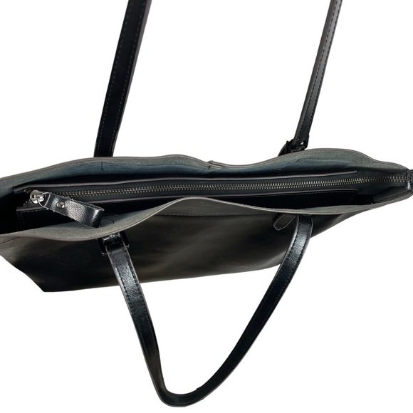 Kattee | Black Faux Leather Double Handle Tote Bag - Picture 9 of 10